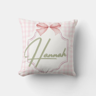 Cojín Decorativo Hannah Baby Nursery Bow&Gingham personalizado