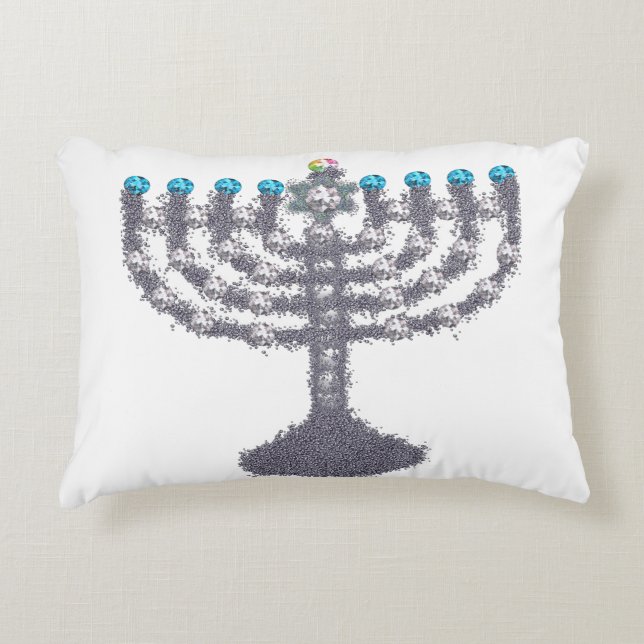 Cojín Decorativo Hanukkah glam menorah hanukkiah (Anverso)
