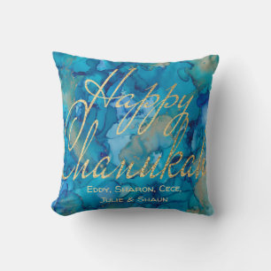 Cojín Decorativo Hanukkah Pillow Feliz Hanukkah Oro/Azul