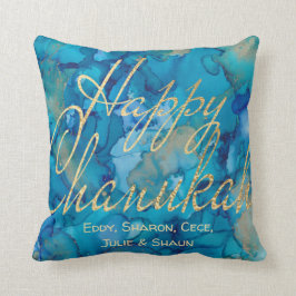 Cojín Decorativo Hanukkah Pillow Happy Hanukkah Gold/Blue