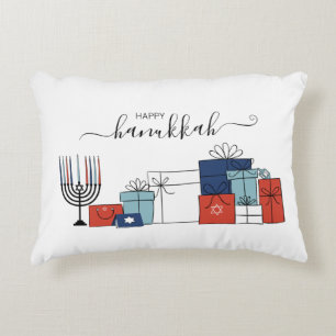 Cojín Decorativo Hanukkah Regalos y Menorah Acento de vacaciones Al