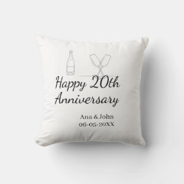 Cojín Decorativo Happy 20th anniversary champagne bottle glass name