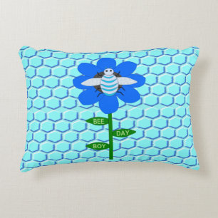 Cojín Decorativo Happy Bee Day Boy Blue Birthday Bumblebee