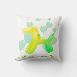 Cojín Decorativo Happy Birthday! Unicorn in pastel gradient colors