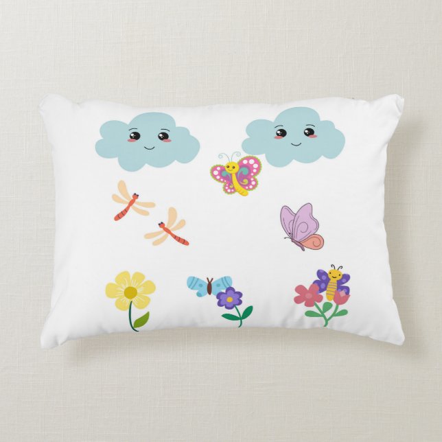 Cojín Decorativo  Happy Clouds and Garden Friends  (Anverso)