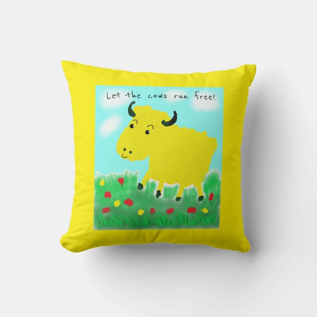 Cojín Decorativo Happy Cow Vegan (Anverso)