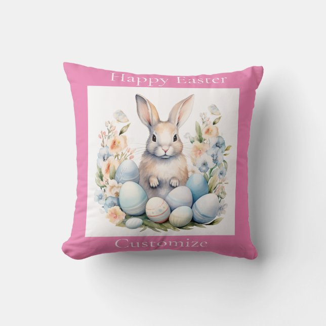 Cojín Decorativo Happy Easter Bunny Basket Thunder_Cove (Anverso)
