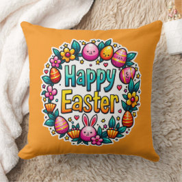 Cojín Decorativo Happy Easter – Cute Bunny Lettering almofada