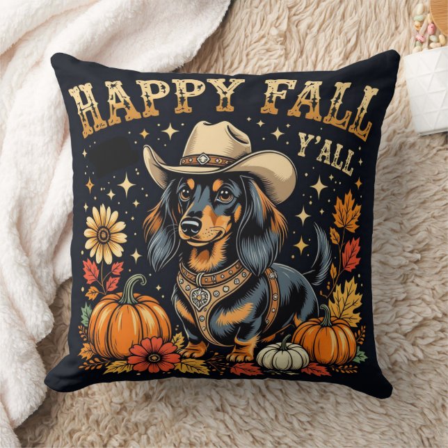 Cojín Decorativo Happy Fall Y'All Dachshund (Manta)