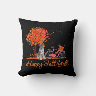 Cojín Decorativo Happy Fall Yall Gracioso Schnauzer Dog Autumn Bicy