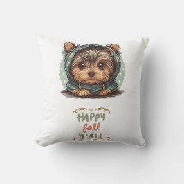 Cojín Decorativo Happy Fall Y'all Yorkshire Terrier Otumn Hoodie