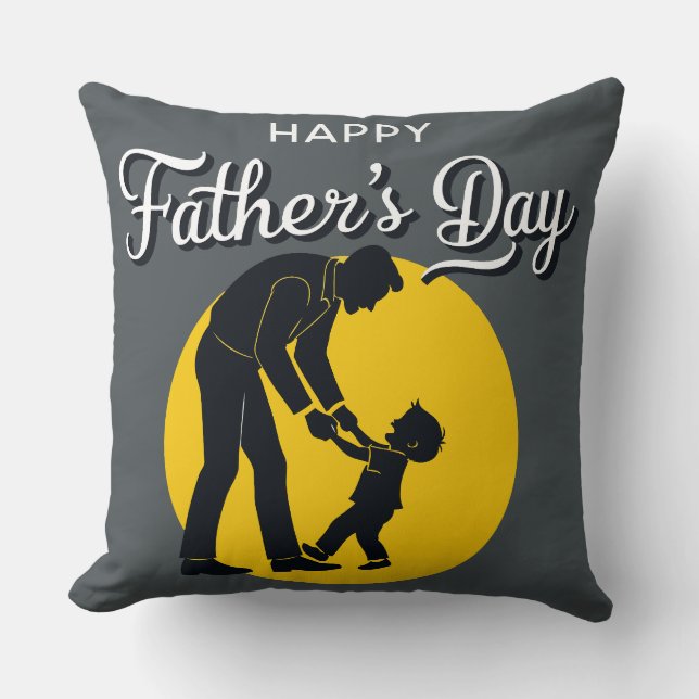 Cojín Decorativo Happy Father's Day Teaching Son to Walk (Anverso)