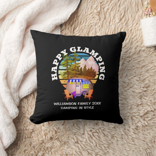 Cojín Decorativo HAPPY GLAMPING Nombre personalizado Familia Campin (Manta)