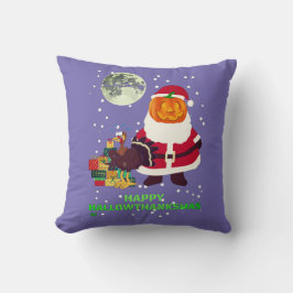 Cojín Decorativo "HAPPY HALLOWTHANKSMAS" regalo de fiesta navideña