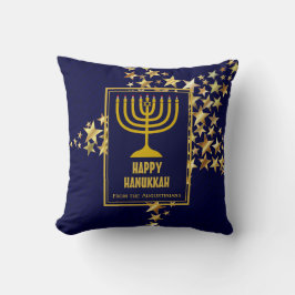 Cojín Decorativo HAPPY HANUKKAH Festividades AZUL Personalizado