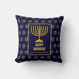 Cojín Decorativo HAPPY HANUKKAH Star David AZUL Personalizado