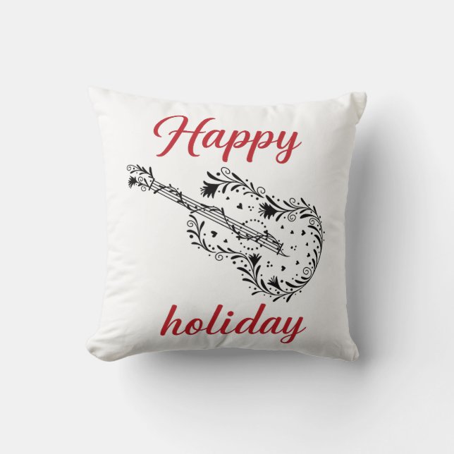 Cojín Decorativo Happy Holiday Script Throw Pillow | Minimal Festiv (Anverso)