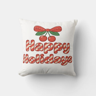 Cojín Decorativo Happy Holidays Candy Cane Typography – Cute Xmas
