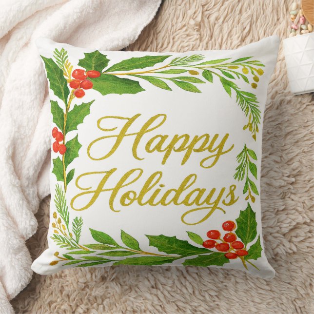 Cojín Decorativo 'Happy Holidays' Throw Pillow (Manta)