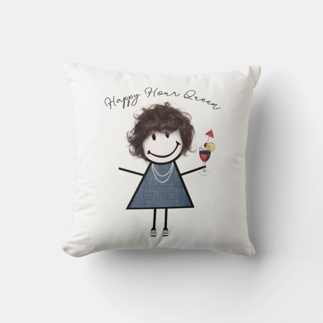 Cojín Decorativo Happy Hour Stick Girl with Coctail (Anverso)