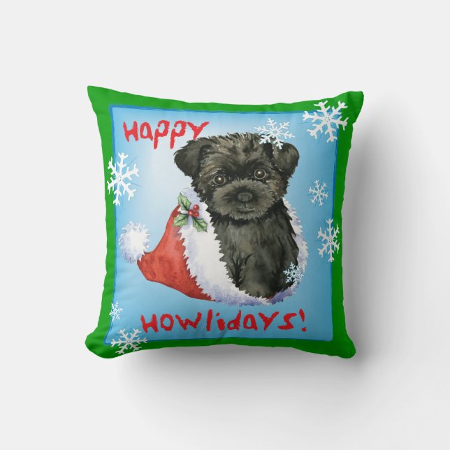 Cojín Decorativo Happy Howliday Affenpinscher (Anverso)
