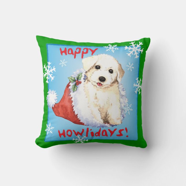 Cojín Decorativo Happy Howlidays Bichon (Anverso)