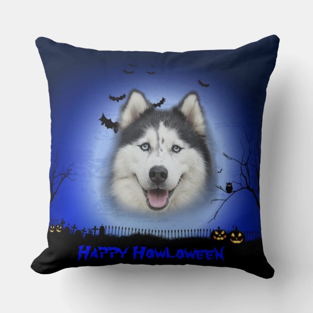 Cojín Decorativo Happy Howloween Husky (Anverso)