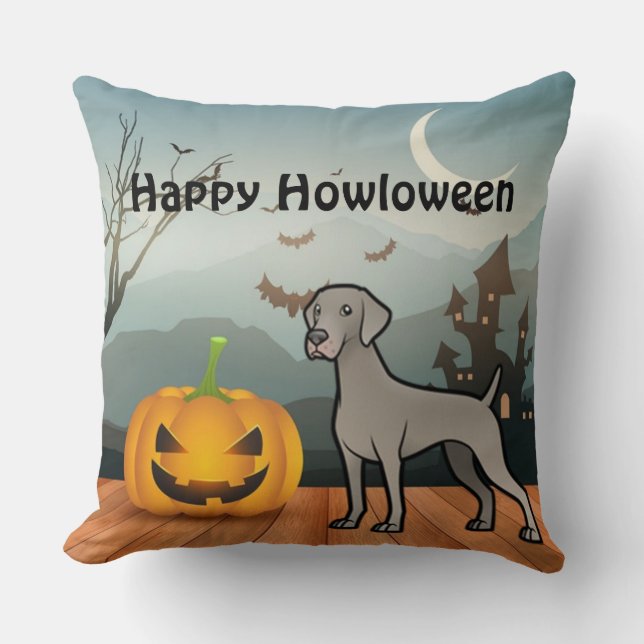 Cojín Decorativo Happy Howloween Weimaraner (Anverso)