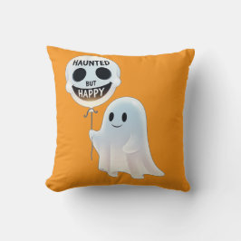 Cojín Decorativo Happy Kawaii Ghost with Skull Balloon
