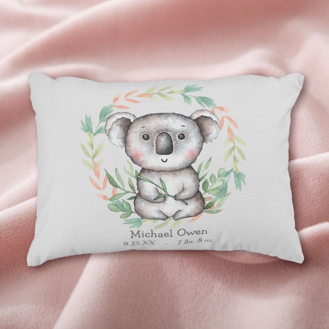 Cojín Decorativo Happy Koala Bear Leaf Wreath (Subido por el creador)