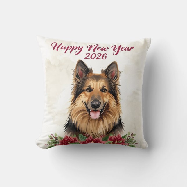 Cojín Decorativo Happy New Year 2026 Dog Decor (Anverso)