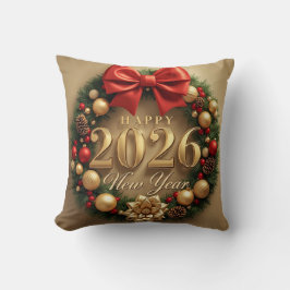Cojín Decorativo happy new year 2026 warm wreath