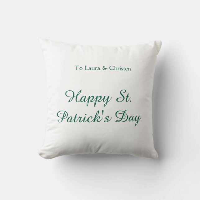 Cojín Decorativo Happy St. Patrick's day green name date simple min (Anverso)