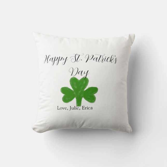 Cojín Decorativo Happy St. Patrick's day green shamrock name  (Anverso)