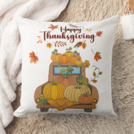 Cojín Decorativo Happy Thanksgiving Pumpkin Truck | Cozy Autumn 