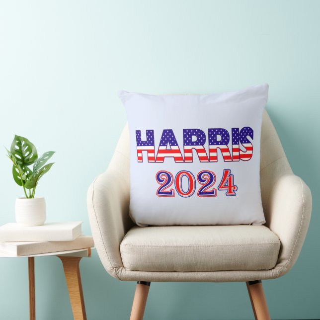 Cojín Decorativo Harris 2024 Presidente Democrat USA Flag Text (Silla)