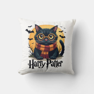 Cojín Decorativo Harry Pawter Bruja Gato Negro Halloween Película D