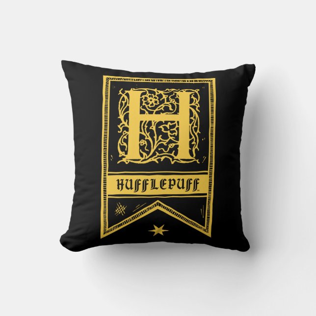Cojín Decorativo Harry Potter | Bandera de Monograma de Hufflepuff (Anverso)