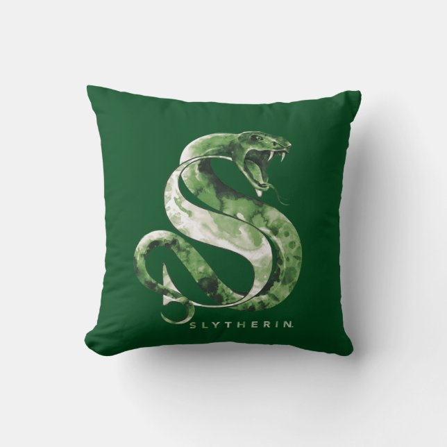 Cojín Decorativo Harry Potter | SLYTHERIN™ Serpiente Acuarela (Anverso)