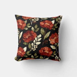 Cojín Decorativo Harvest Ember Pattern | Rust Red & Olive Floral 