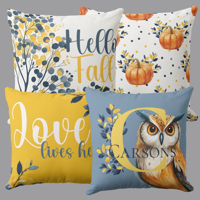 Cojín Decorativo Harvest Family Roots Reversible Owl & Monogram (Subido por el creador)