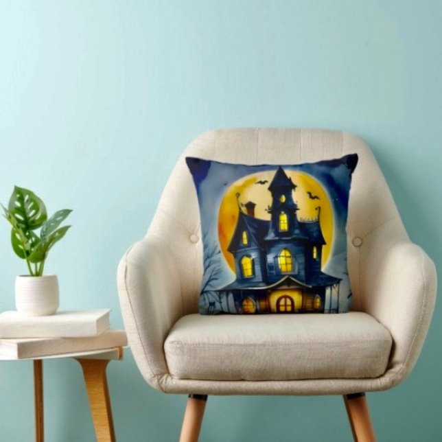 Cojín Decorativo Haunted Hollow & Luna  (Throw Pillow 100% polyester heavyweight stretch material. Hidden zipper Made in the USA.
)