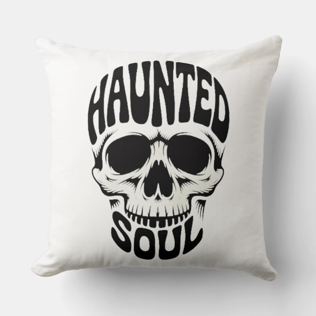 Cojín Decorativo Haunted Soul Skull Typography (Anverso)