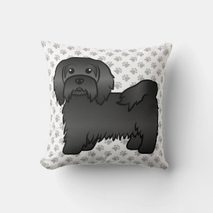 Cojín Decorativo Havanés negro, perro de dibujos animados lindo y p