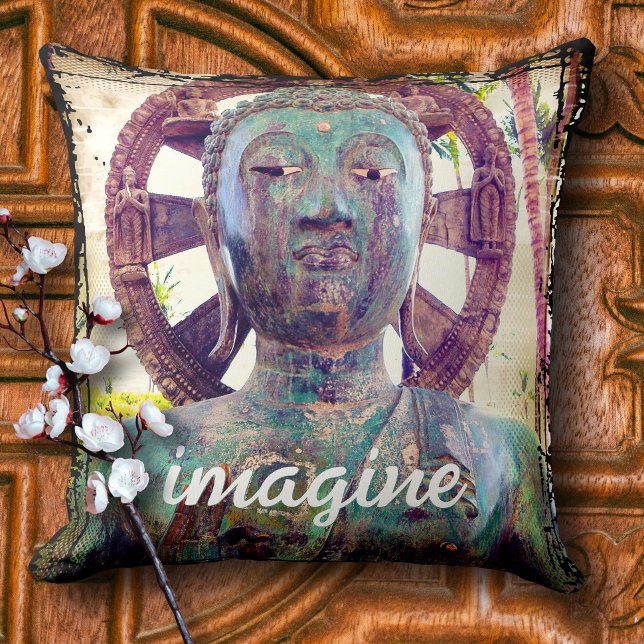 Cojín Decorativo Hawai Turquoise Buddha Photo Imagine Script negrit (Subido por el creador)