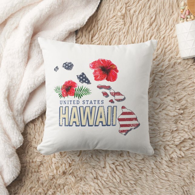 Cojín Decorativo Hawaii Mapa del Estado Retro de Estados Unidos USA (Manta)
