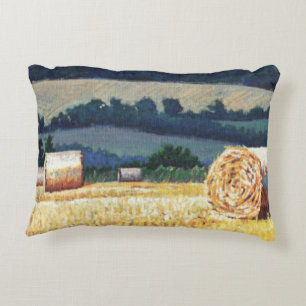 Cojín Decorativo Haybales en el aceite de la ladera en lona