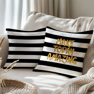 Cojín Decorativo Haz Hoy Increíble Tipografía Negro Blanco Dorado