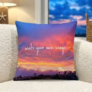 Cojín Decorativo Haz Tu Propia Foto Mágica de Puestas de Sol Naranj