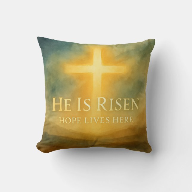 Cojín Decorativo He Is Risen Hope Lives Here Easter 2026 (Anverso)